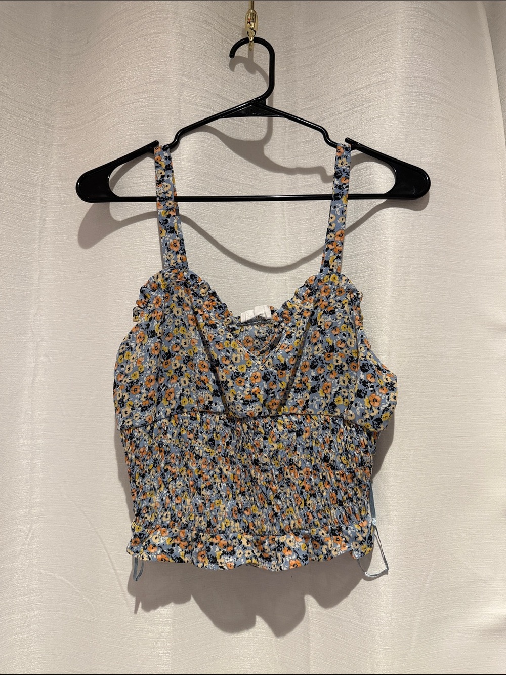 Floral Smocked Cami Tank Top - Blue Multicolor